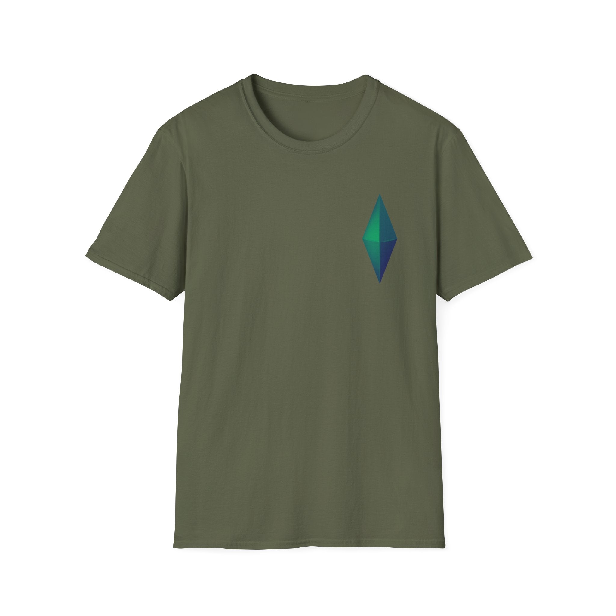 Unisex Gemstone Graphic T-Shirt | Softstyle Tee for Casual Wear, Gifts, Everyday Comfort, Green and Blue Design, Fashion